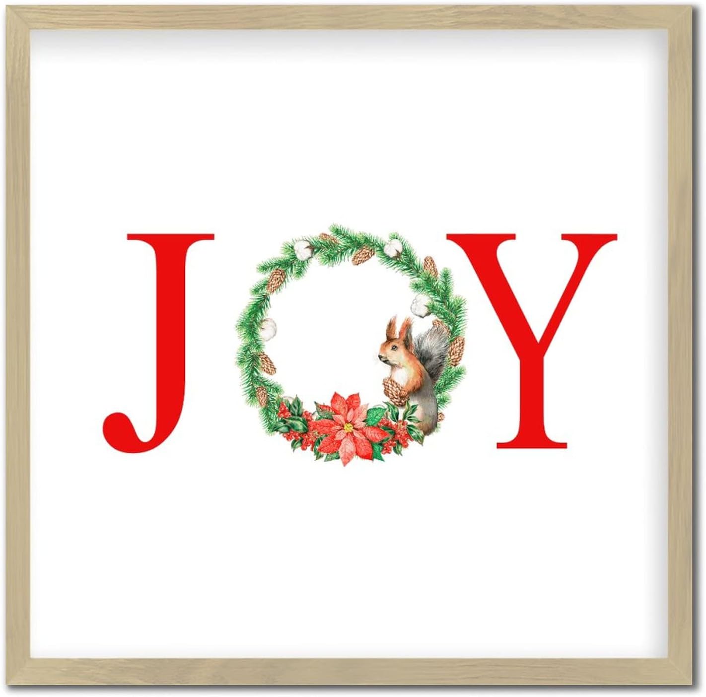 Joy Christmas Door Wreath Framed Sign 12x12in