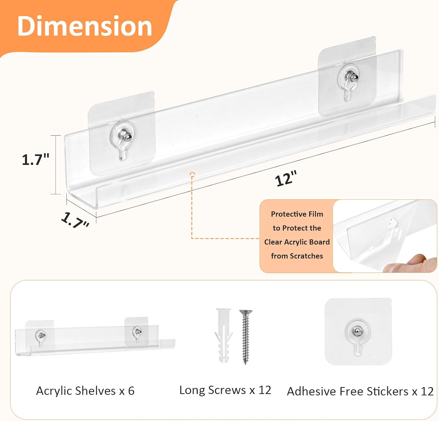 12 Pack Vinyl Record Holder Wall Mount Shelf