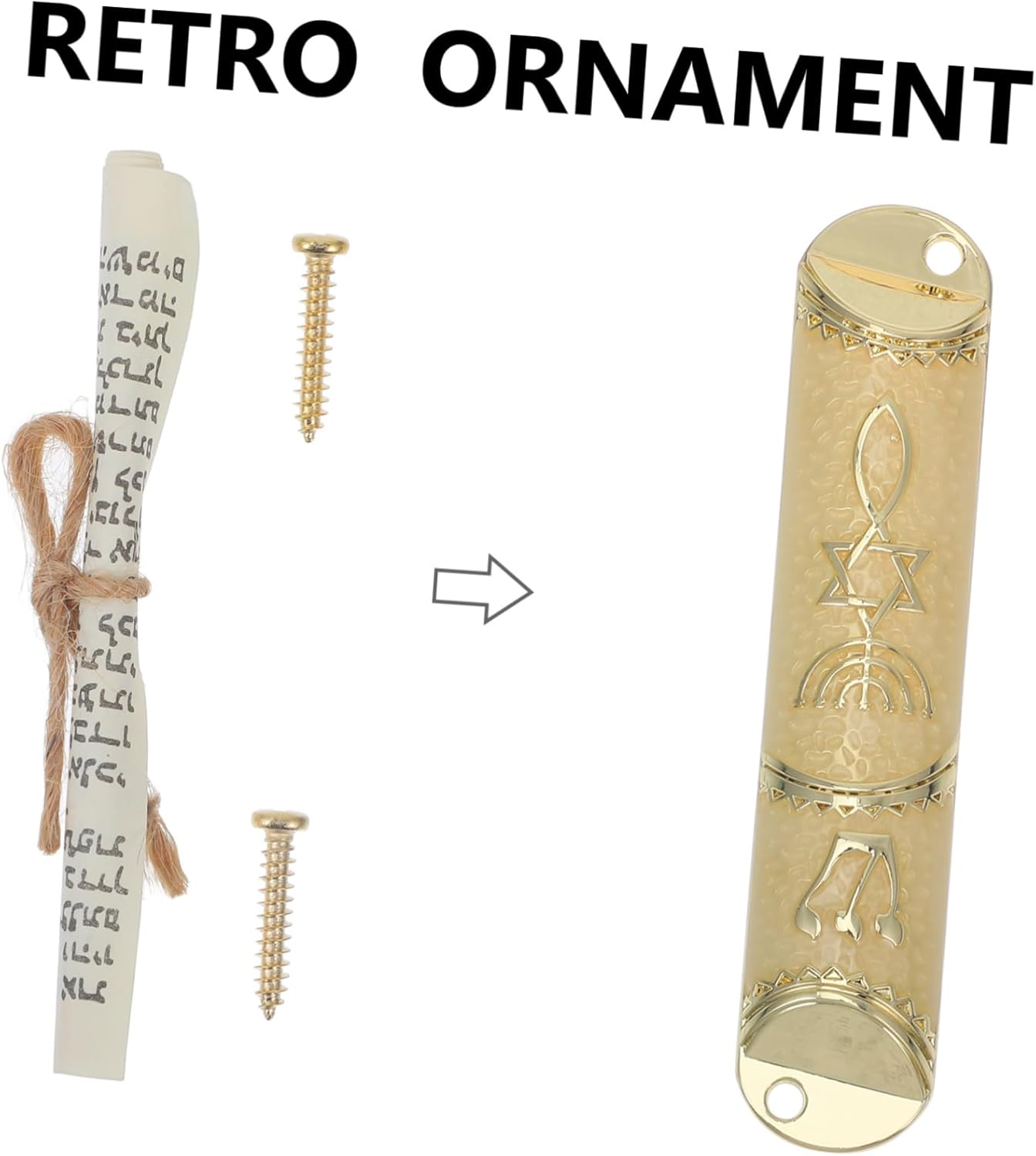 Unomor Classic Silver Mezuzah with Scroll Door Decor