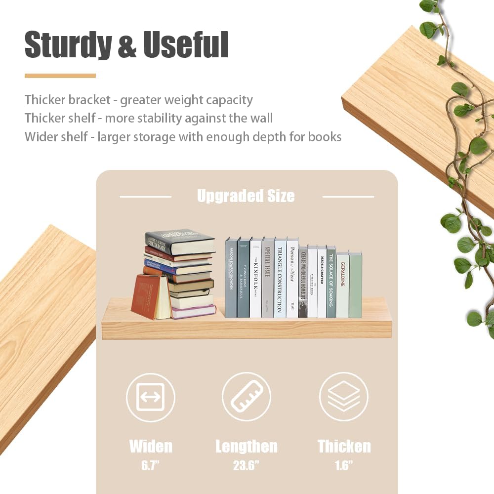 Habudda Floating Shelves 236 x 67 x 16 2-Pack Natural Wood