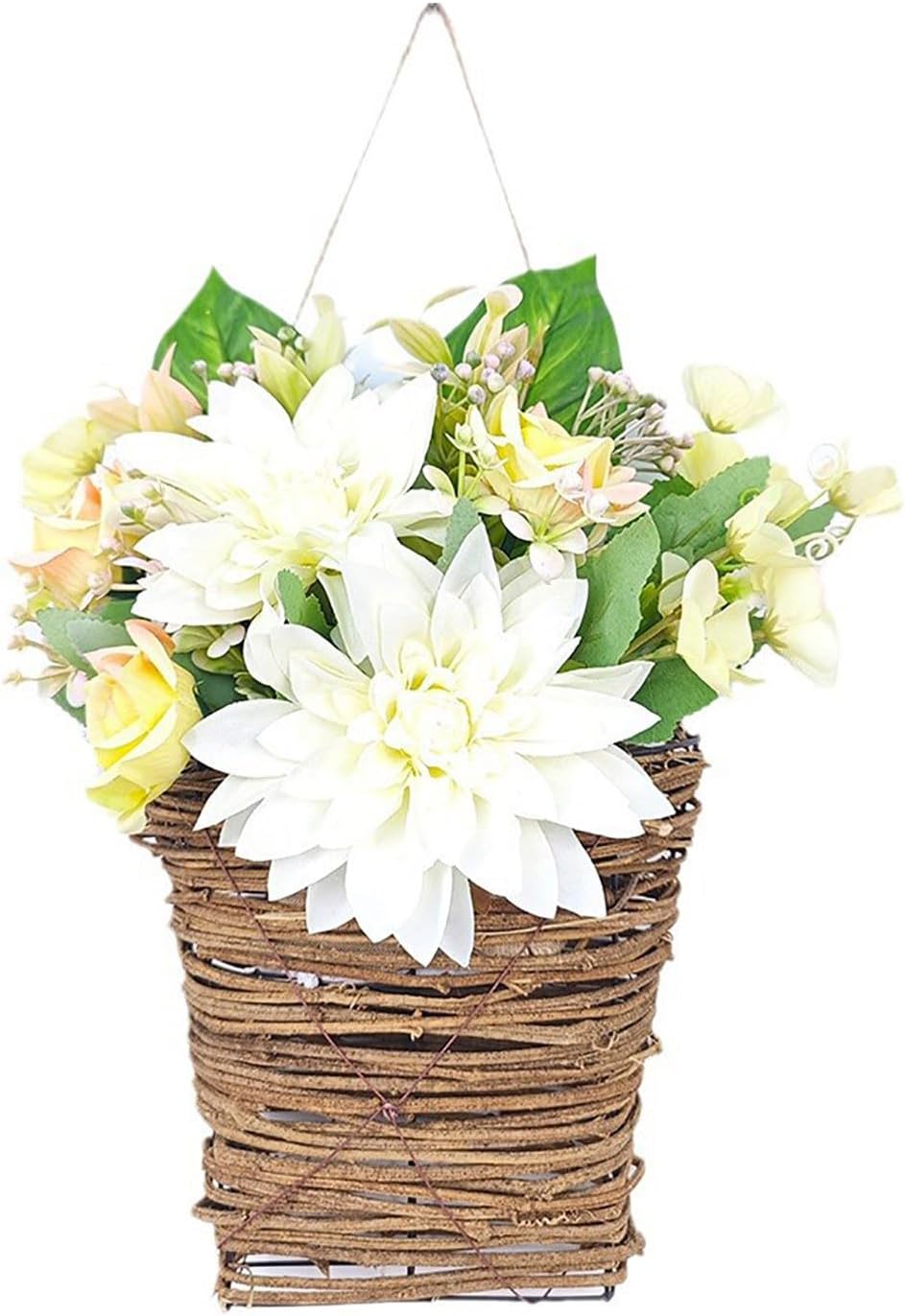 Champagne Rose Door Wreath with Hanging Rope