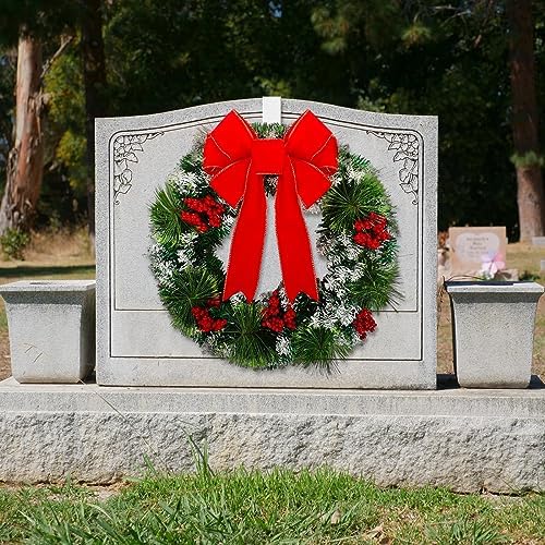 Hotop 2 Pcs Christmas Headstone Wreath Hanger Set