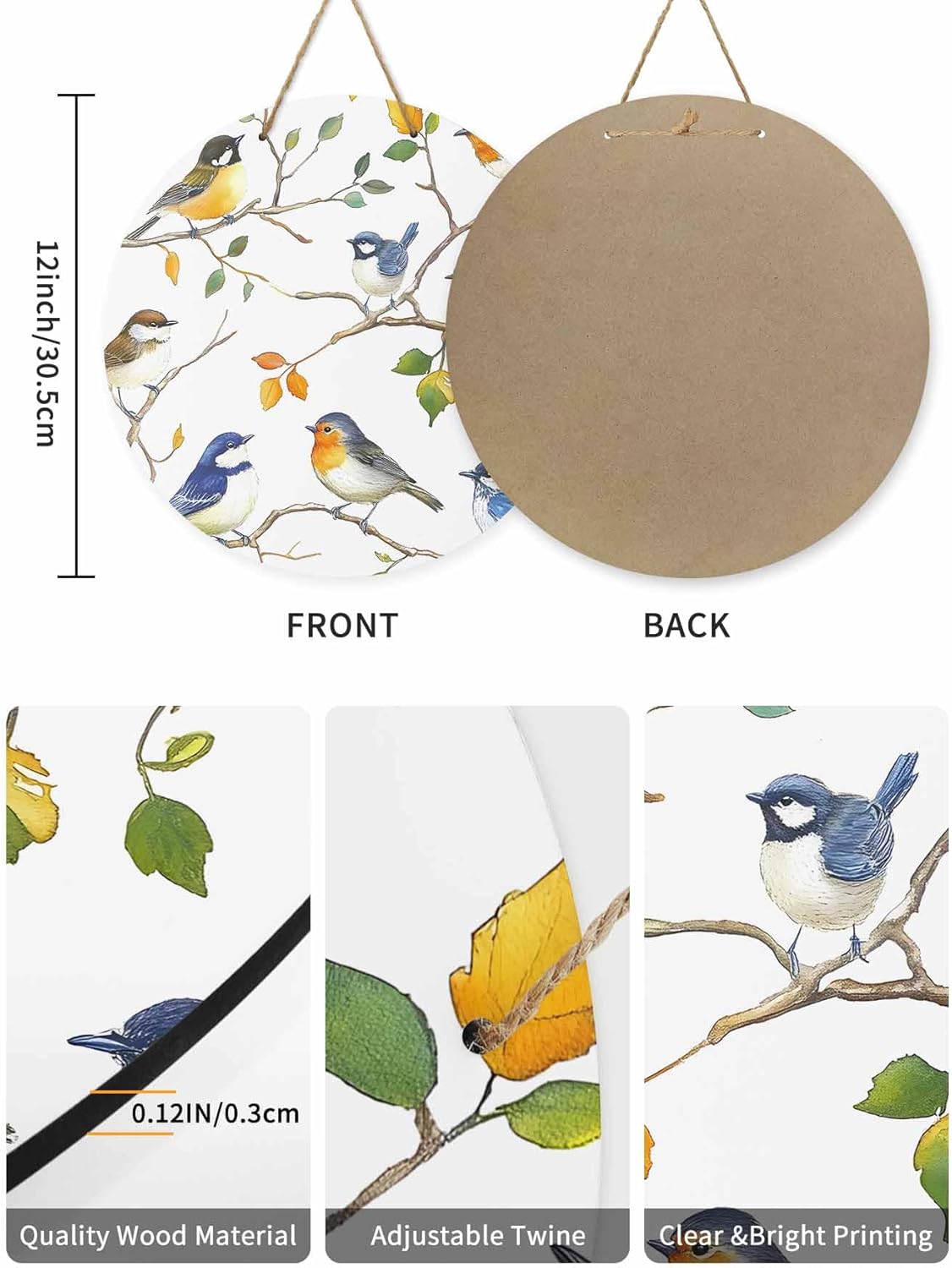 Spring Bird Welcome Sign for Front Door