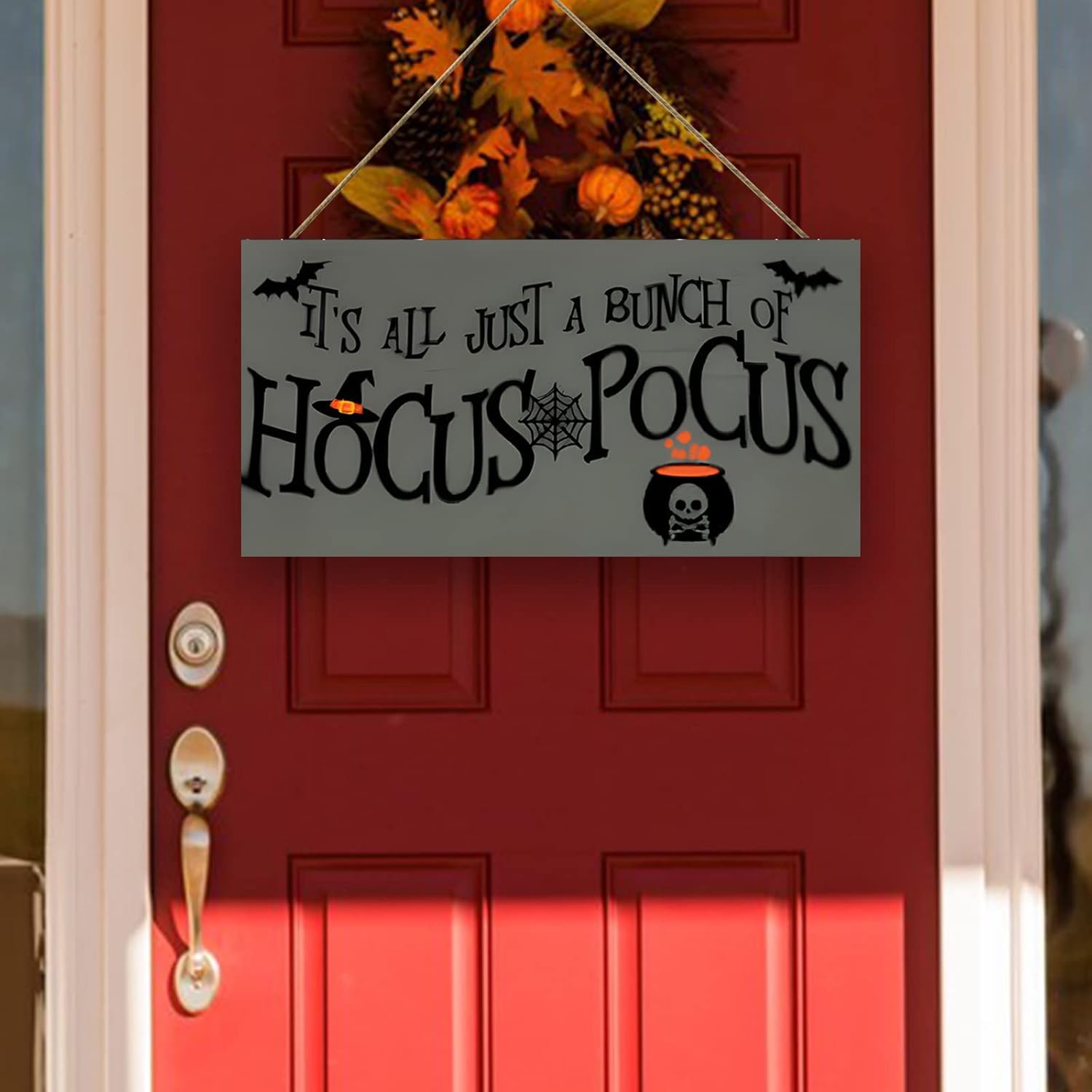Halloween Wood Door Hanging Sign 114x59 Inch Decor