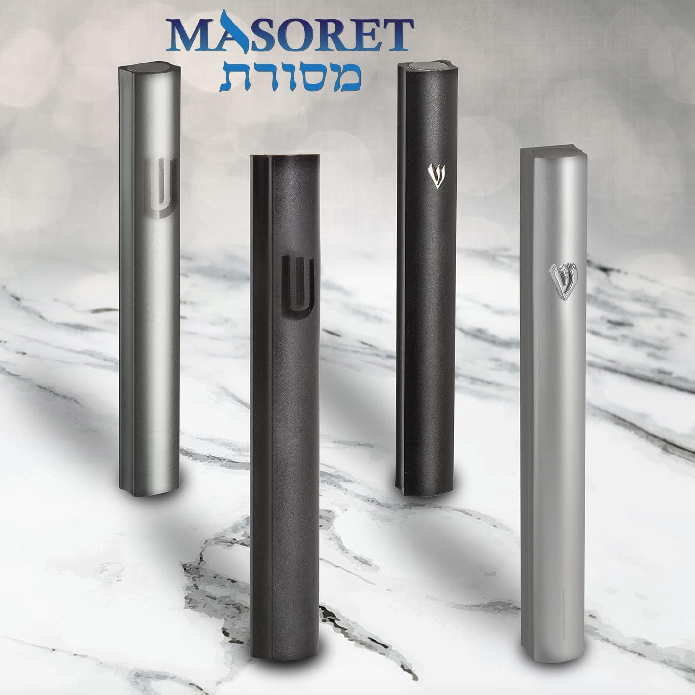 3-Piece Aluminum Door Mezuzah Scroll Holder
