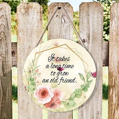 Farmhouse Door Hanger Floral Wreath 12x12in Wood Sign