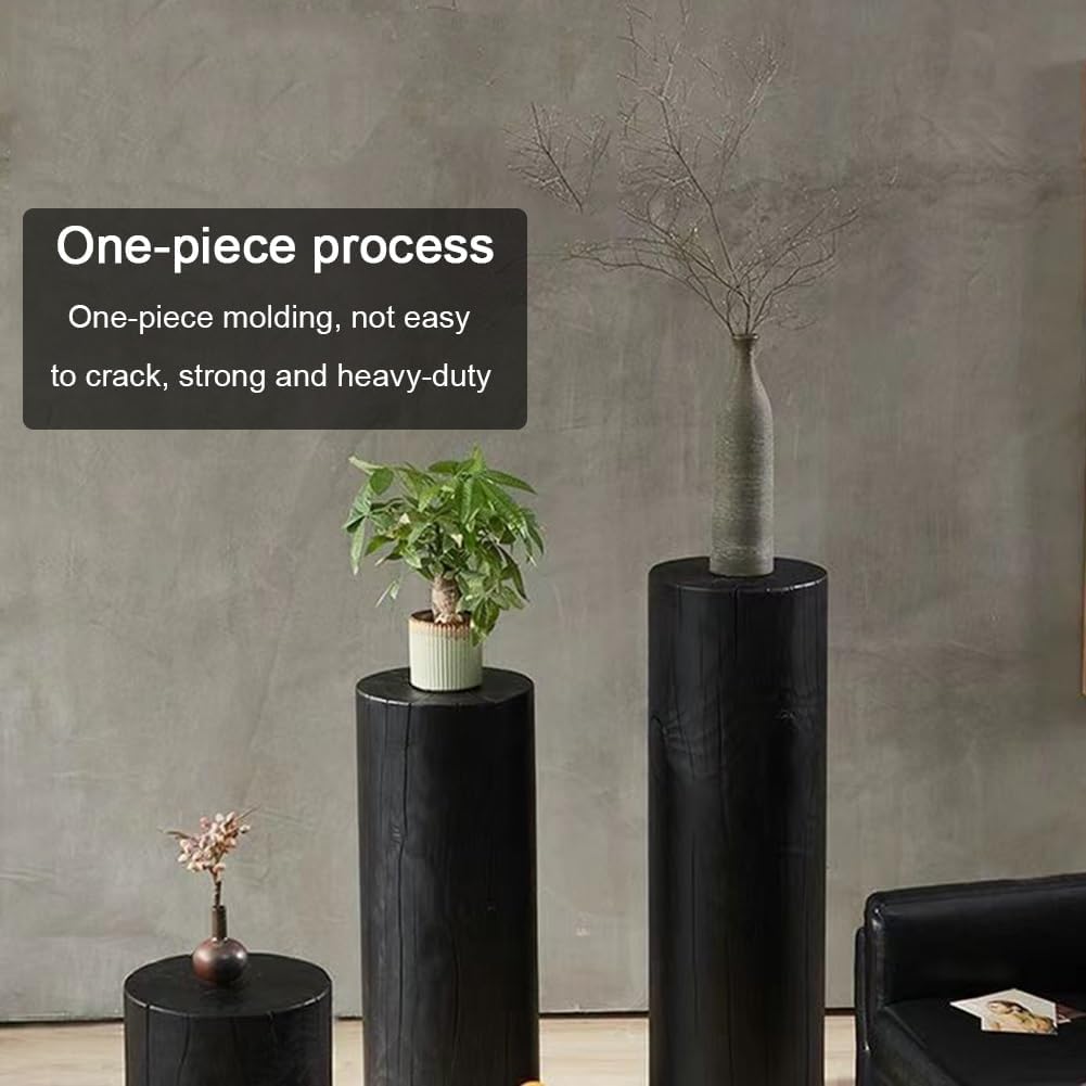 Wooden Round Cylinder Pedestal Stand for Vases and Decor