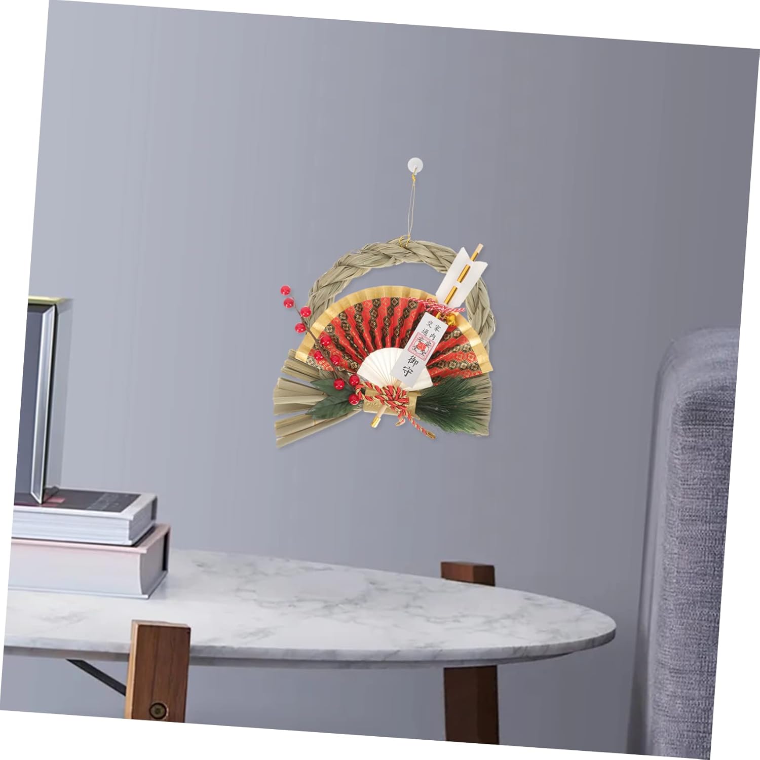 LIFKOME Japanese Straw Wreath Pendant