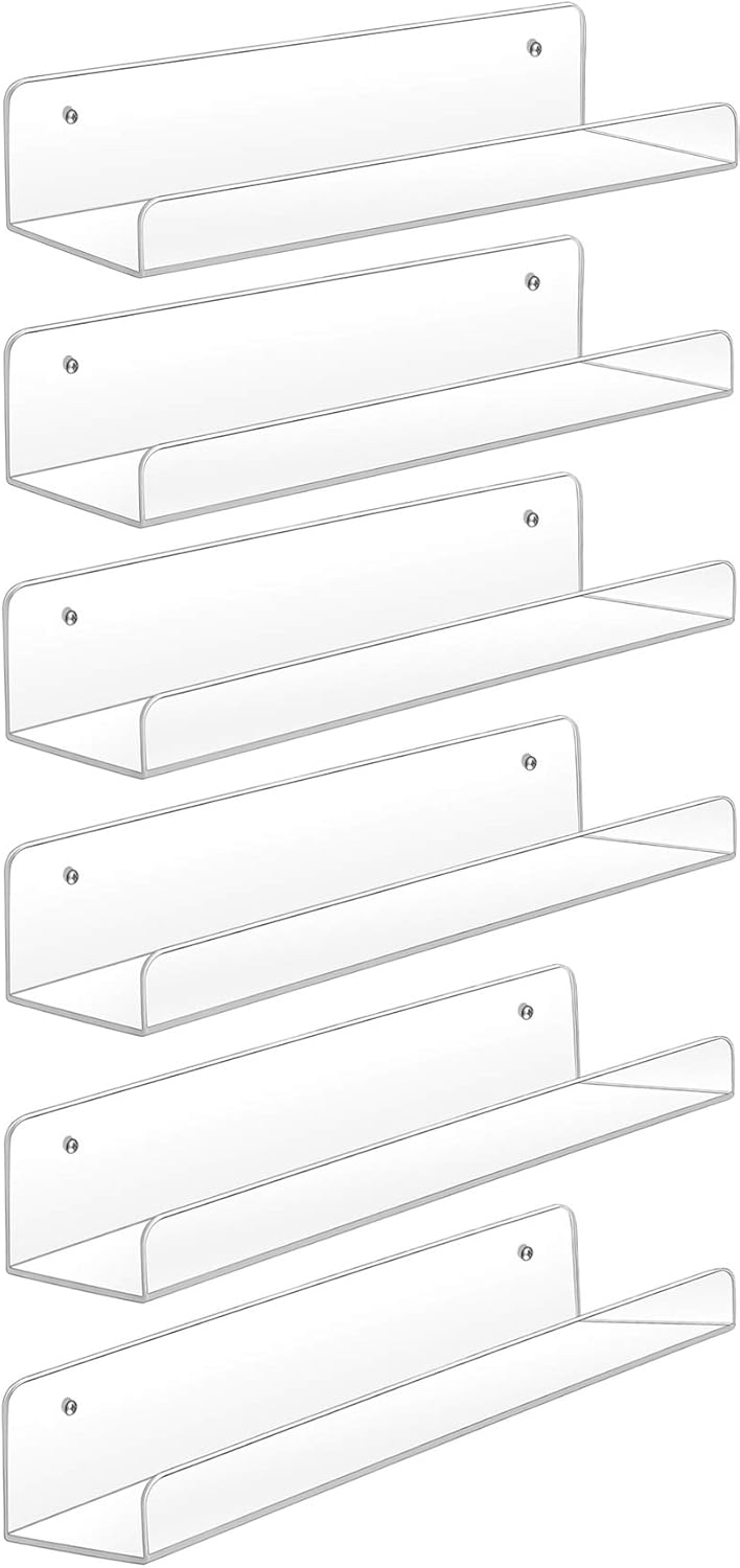 Sooyee Clear Acrylic Floating Shelves 6 Pack