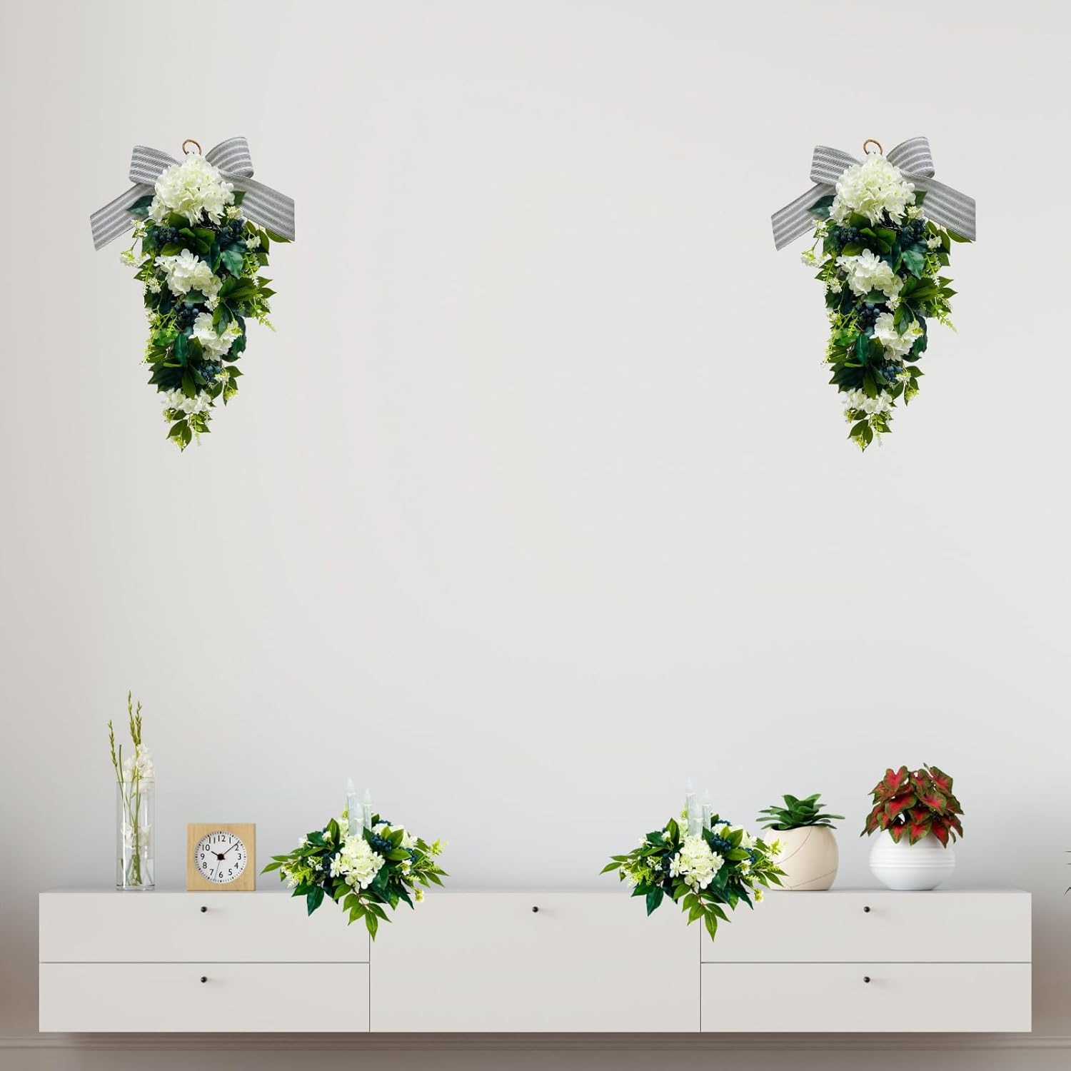 Floral Teardrop Swag with Timer and Dual Lighting Modes