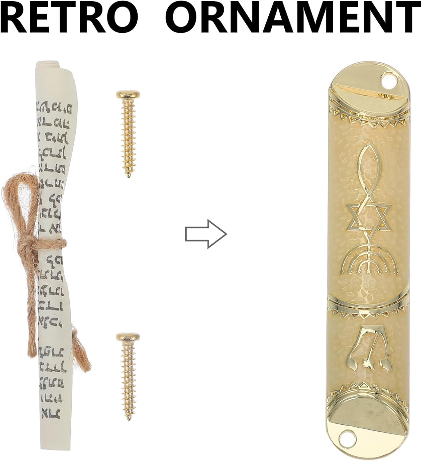 Cabilock Metal Mezuzah with Scroll for Home Blessing Display