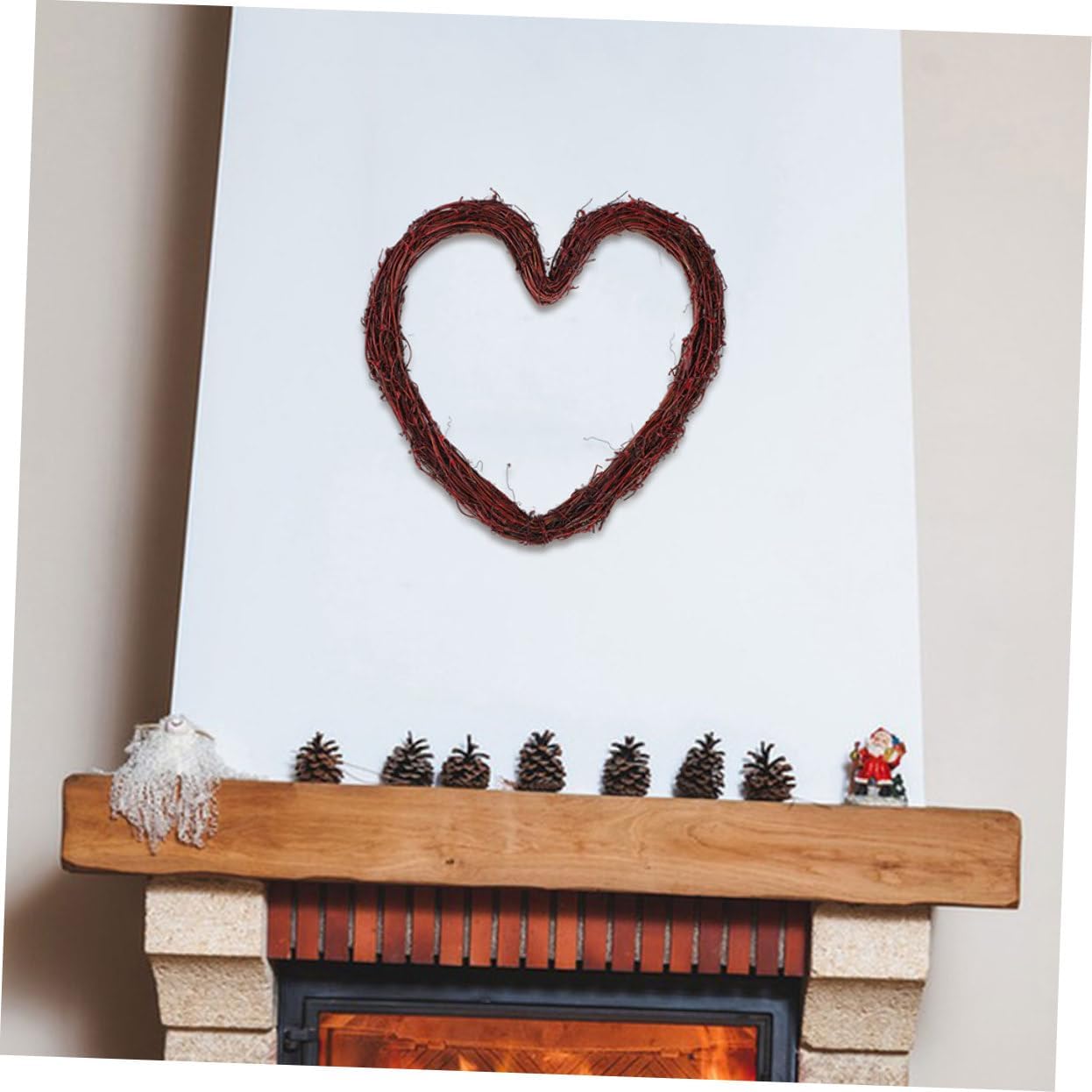 ABOOFAN Heart Shape Rattan Wreath Hanger Wall Decor Accessory