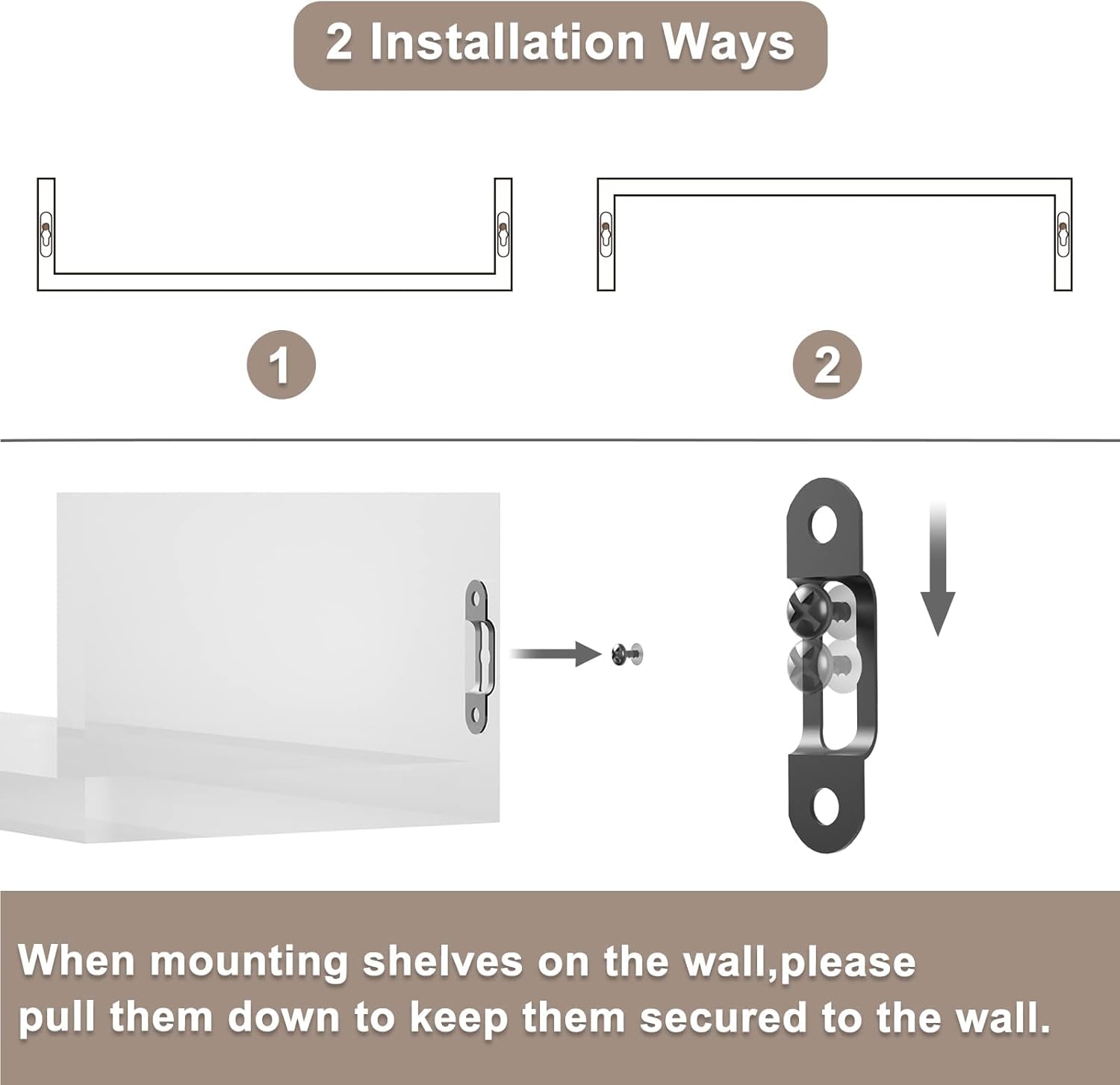 SRIWATANA Floating Wall Shelves Set of 3 Dark Brown