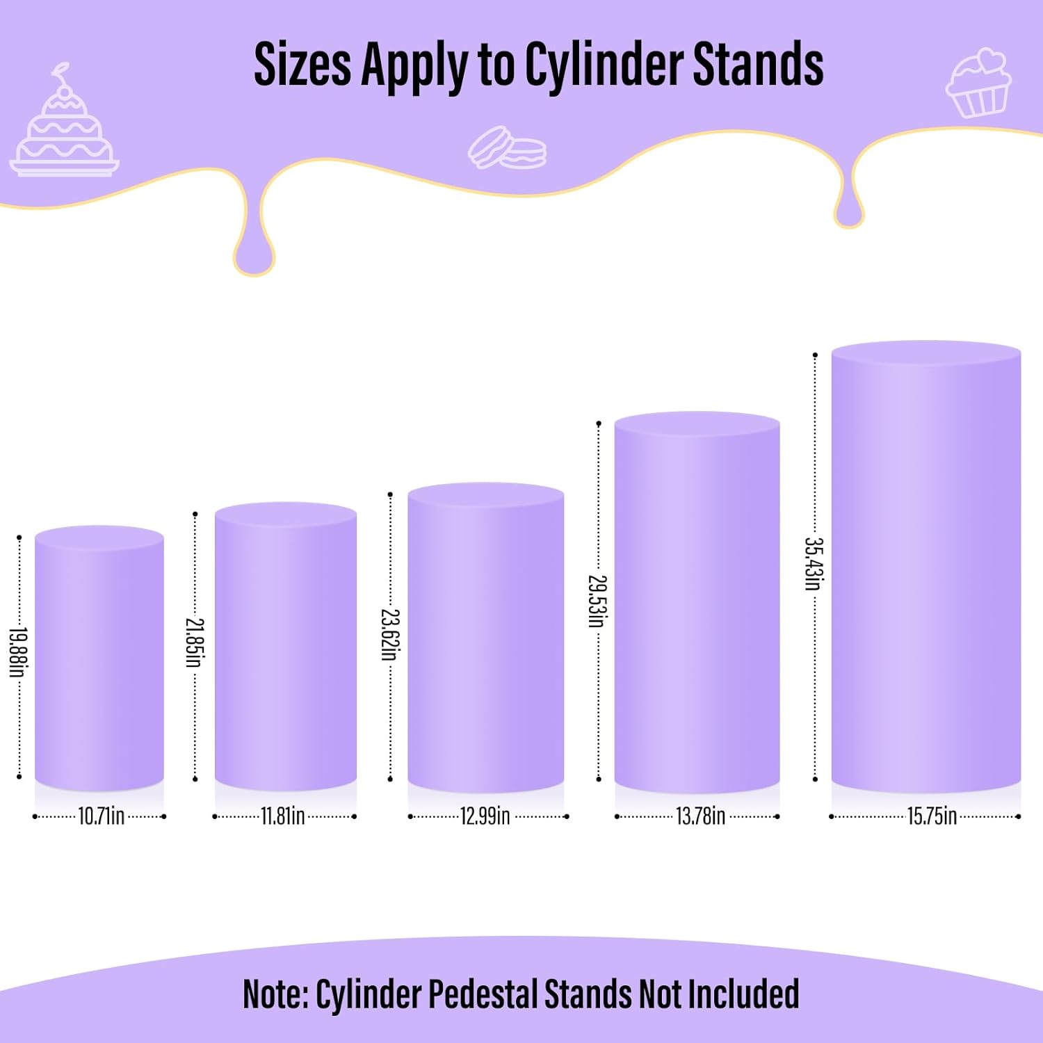 LEBENGURU 5Pcs Cylinder Pedestal Covers Purple Round Spandex