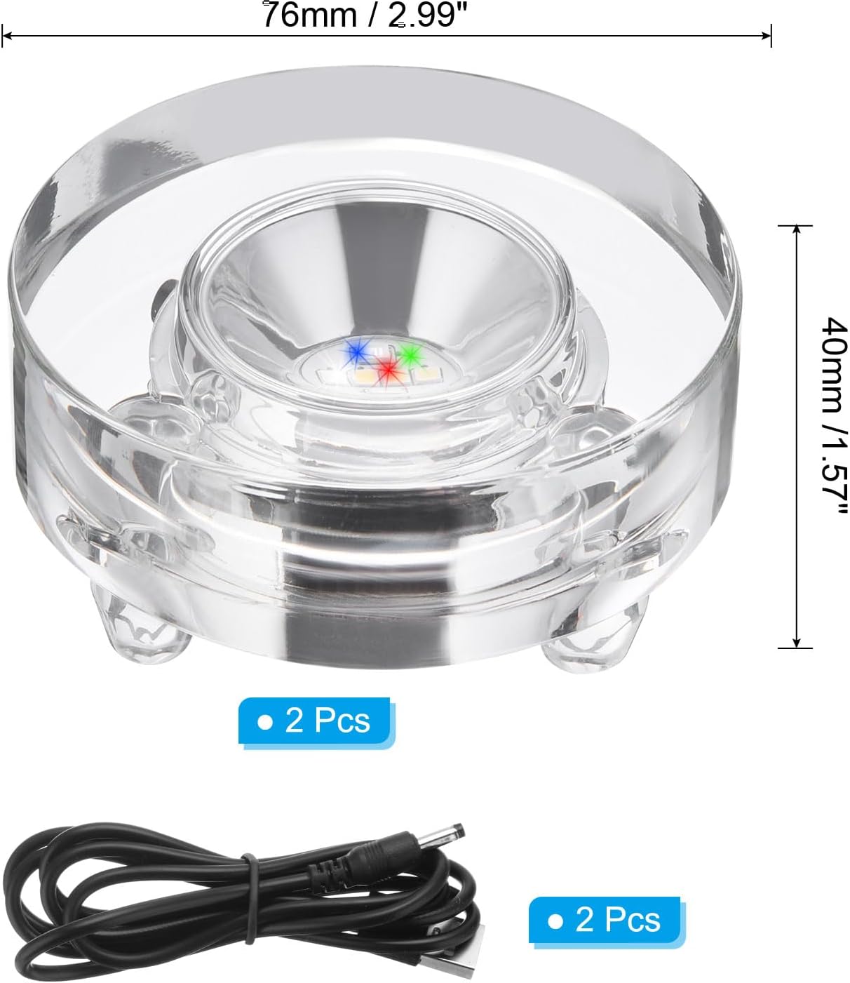 PATIKIL Crystal LED Light Base Stand 2-Pack