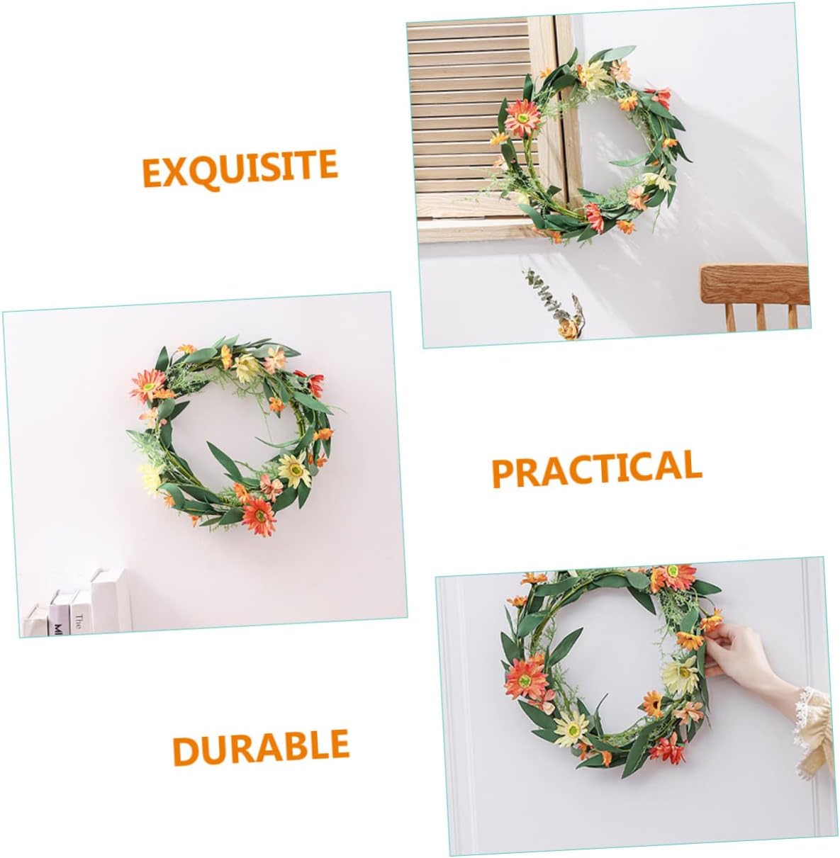 Realistic Chrysanthemum Wreath Christmas Door Hanging Decor