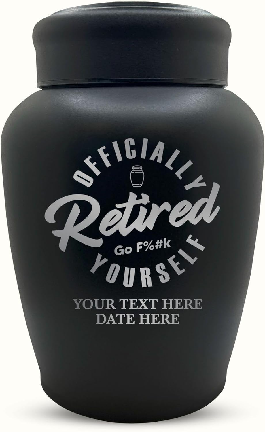 Personalized Cremation Urn with Name and Funny Office Joke Design