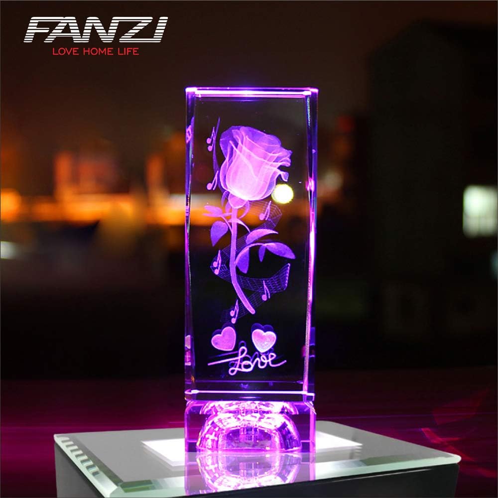 FANZI LED Rectangular Light Display Base for Crystals and Glass Art - Black