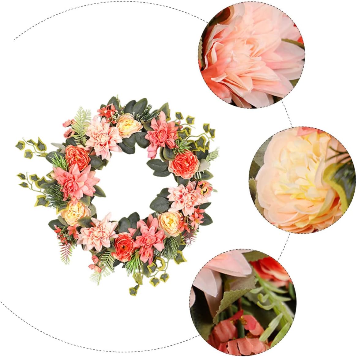 Eringogo Artificial Flower Garland Door Decor Spring Wreath
