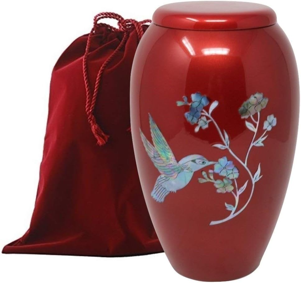 Handcrafted Cremation Urn with Mother of Pearl Design