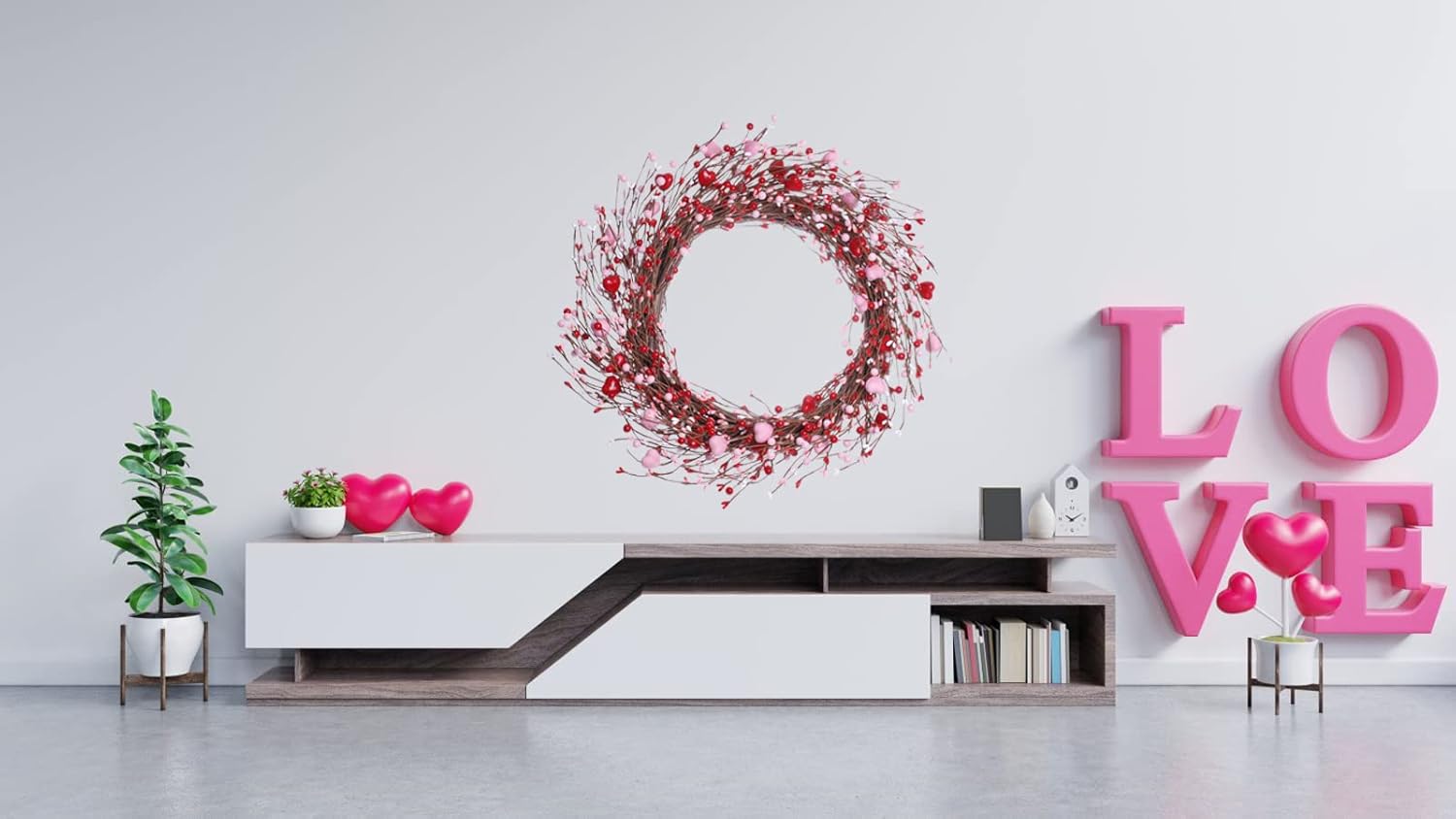 JFLORU 20 Inch Valentine Wreath for Front Door