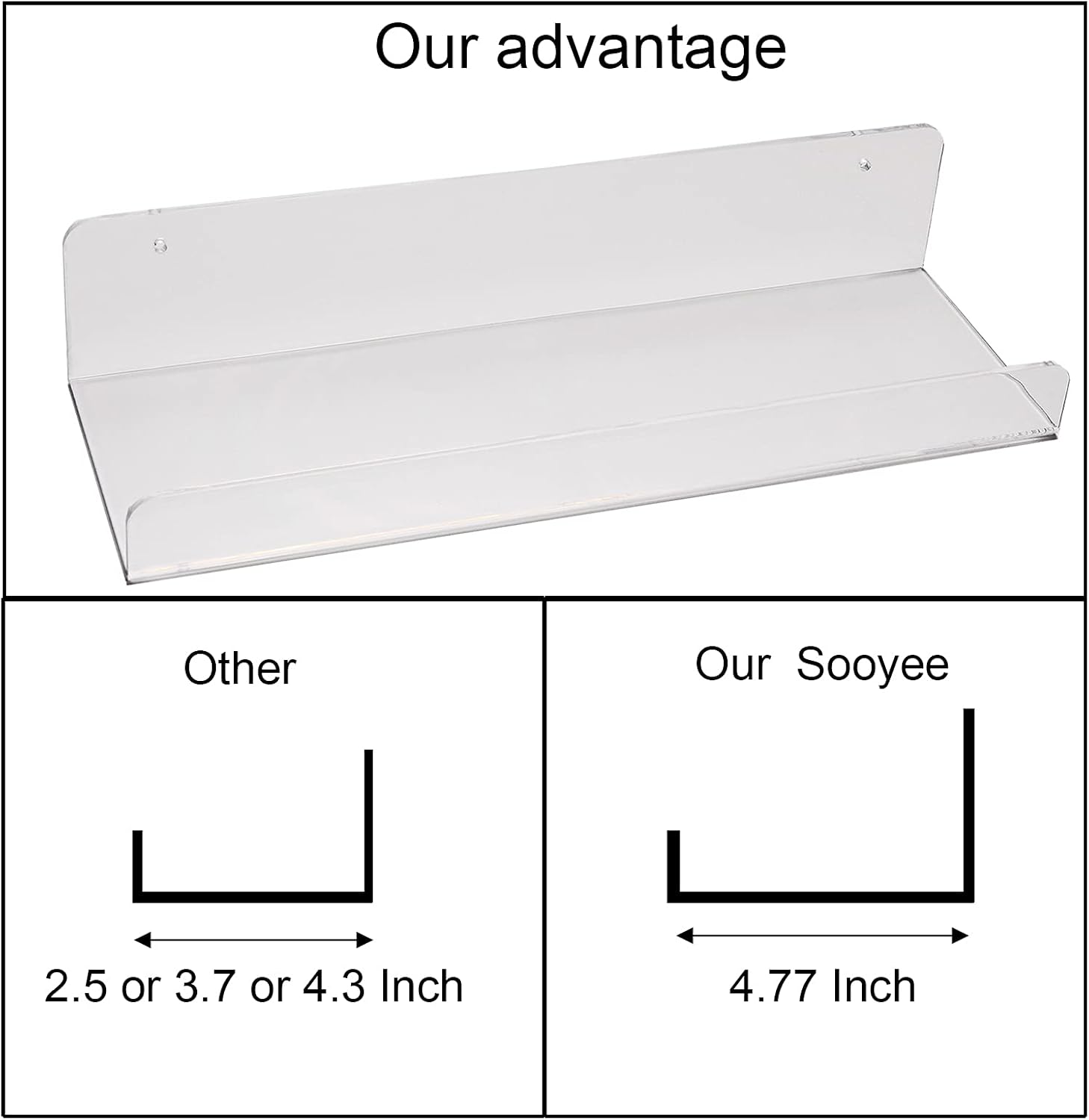 Sooyee Clear Acrylic Floating Shelves 6 Pack