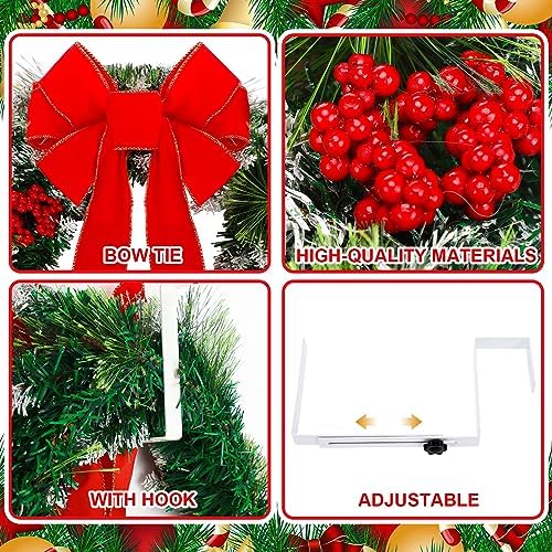 Hotop 2 Pcs Christmas Headstone Wreath Hanger Set
