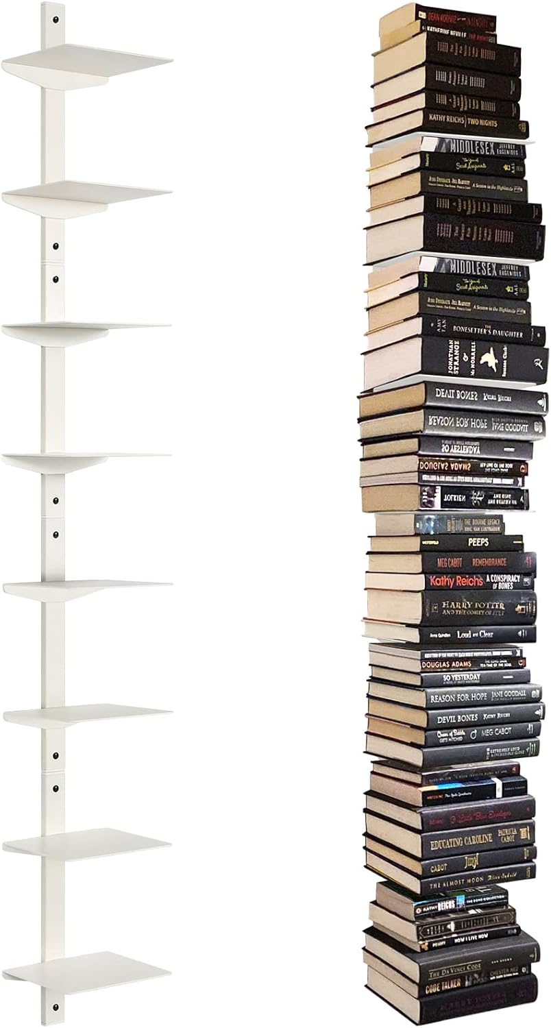 Floating Book Shelves 8 Tier Metal Wall Organizer 4 Pack
