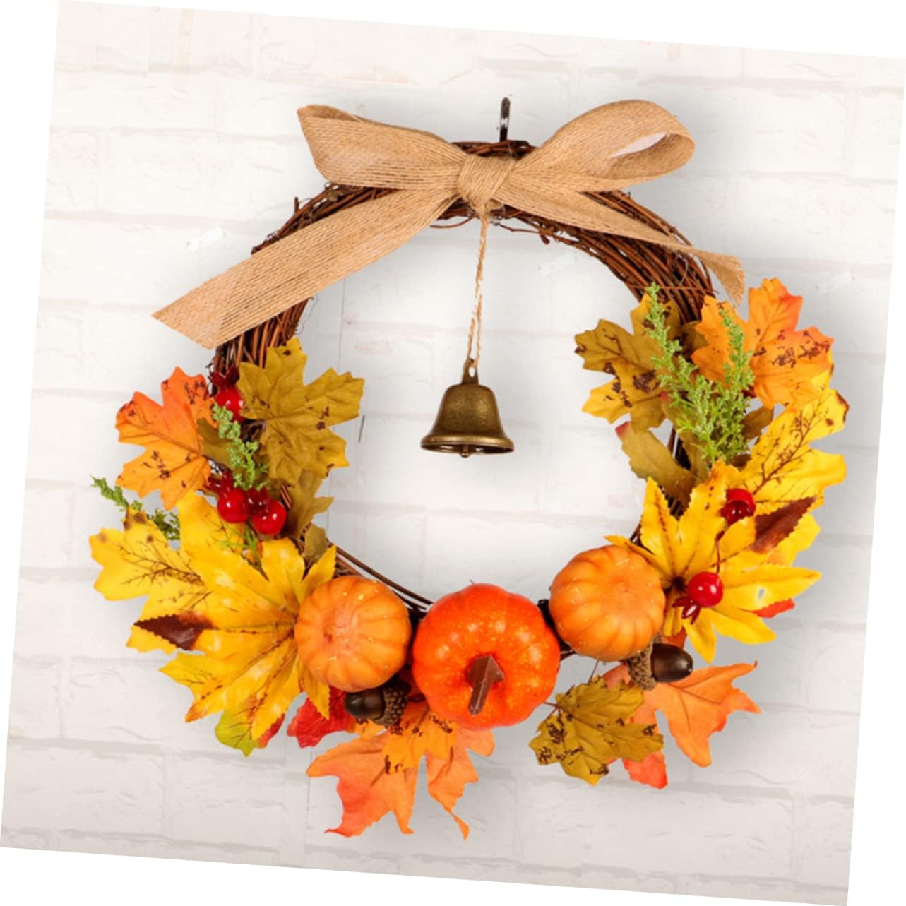 RORPOIR Halloween Door Wreath with Pumpkins and Berries