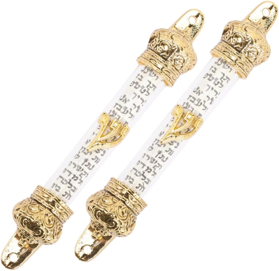 HOLIDYOYO Judaica Home Wall Decor Metal Mezuzah 2 Pack