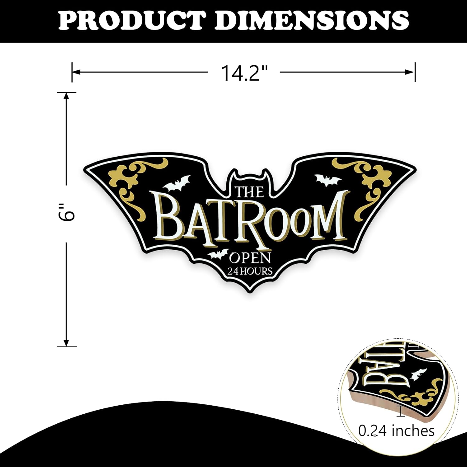 Halloween Bat Room Open 24 Hours Door Sign