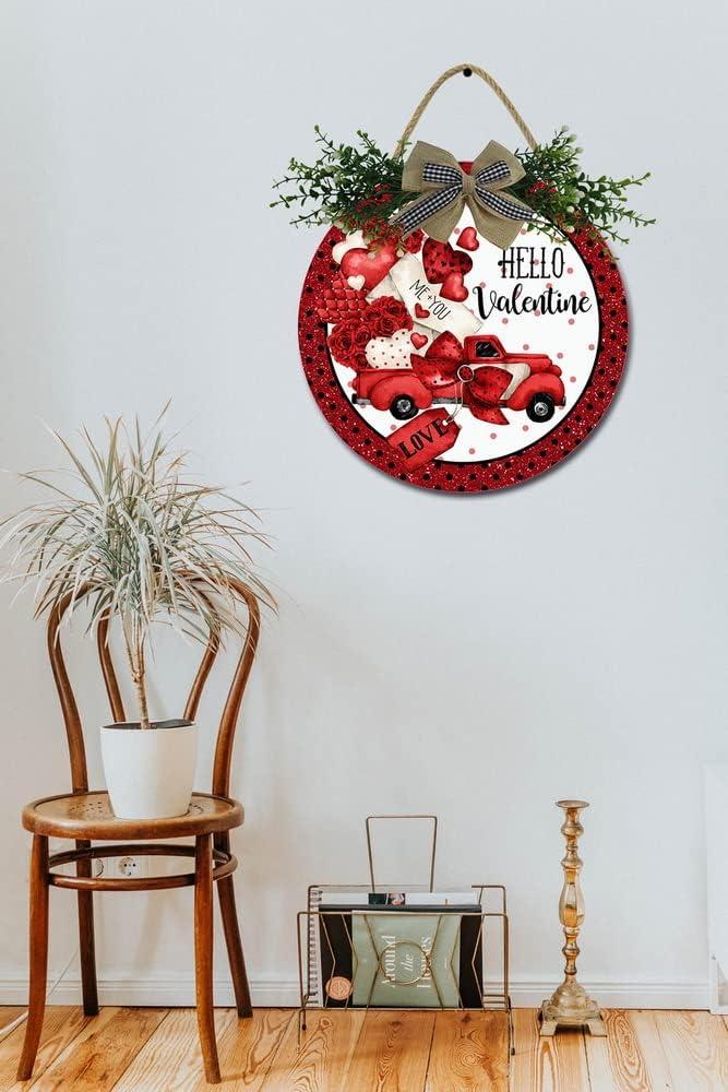 Hello Valentine Wooden Front Door Sign 11 Inches