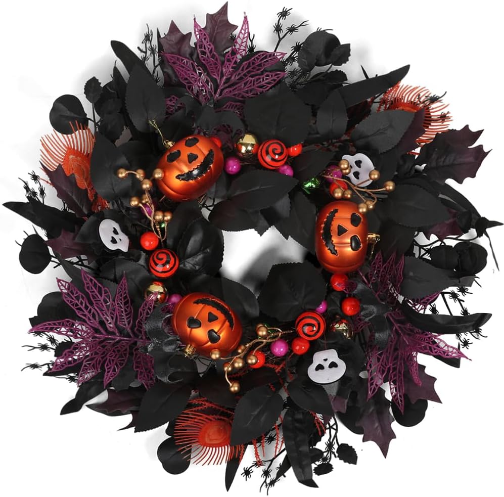 24 inch Glitter Halloween Wreath Outdoor Decor