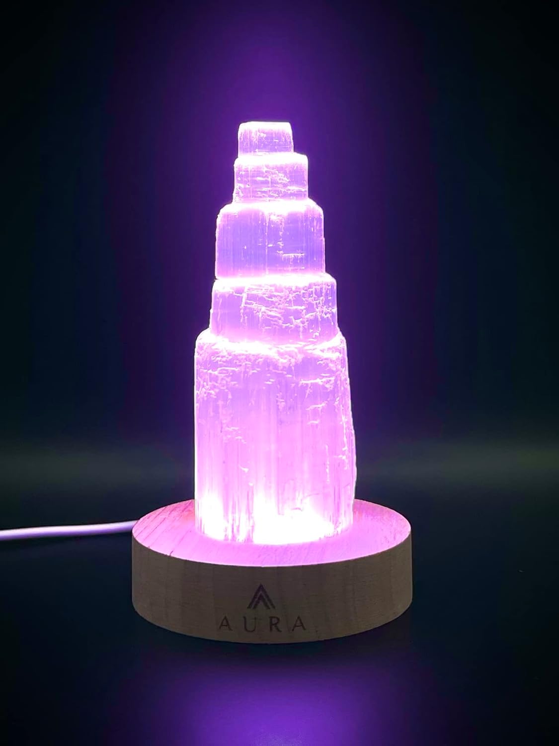 Aura Lifestyle LED Wood Light Display Base with Remote Control