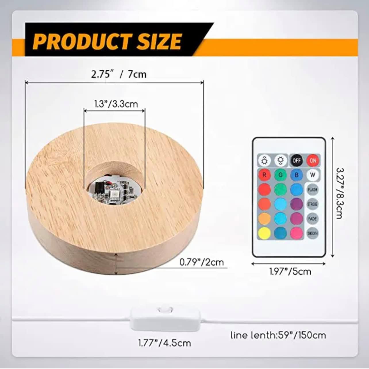Aura Lifestyle LED Wood Light Display Base with Remote Control