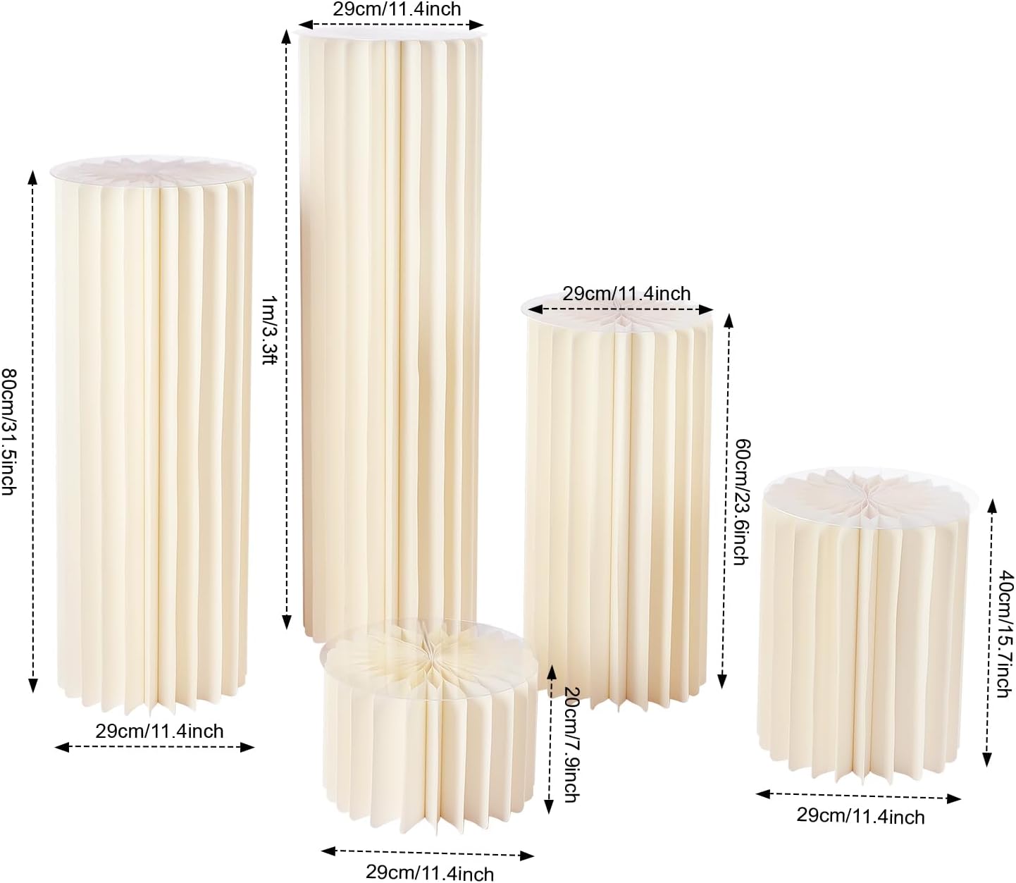 Foldable Paper Columns Display Pedestals 5pcs Wedding Centerpieces