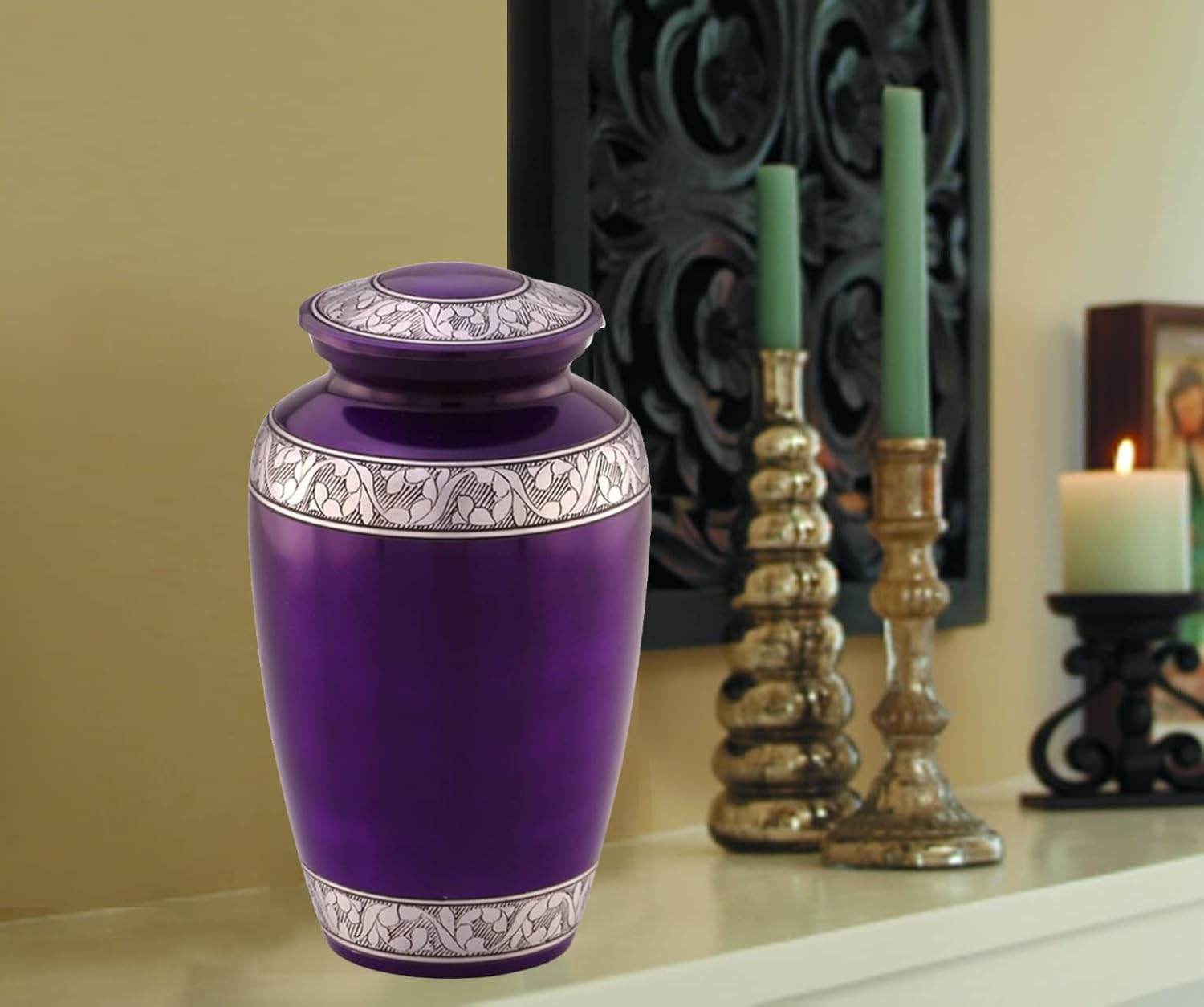Mulberry Silver Band Cremation Urn for Human Ashes
