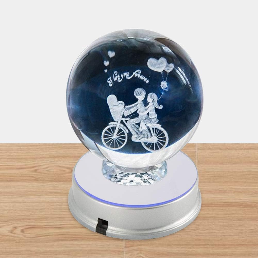 Walfront 7 LED Crystal Display Base with USB and Batteries