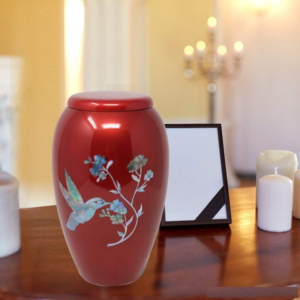 Handcrafted Cremation Urn with Mother of Pearl Design