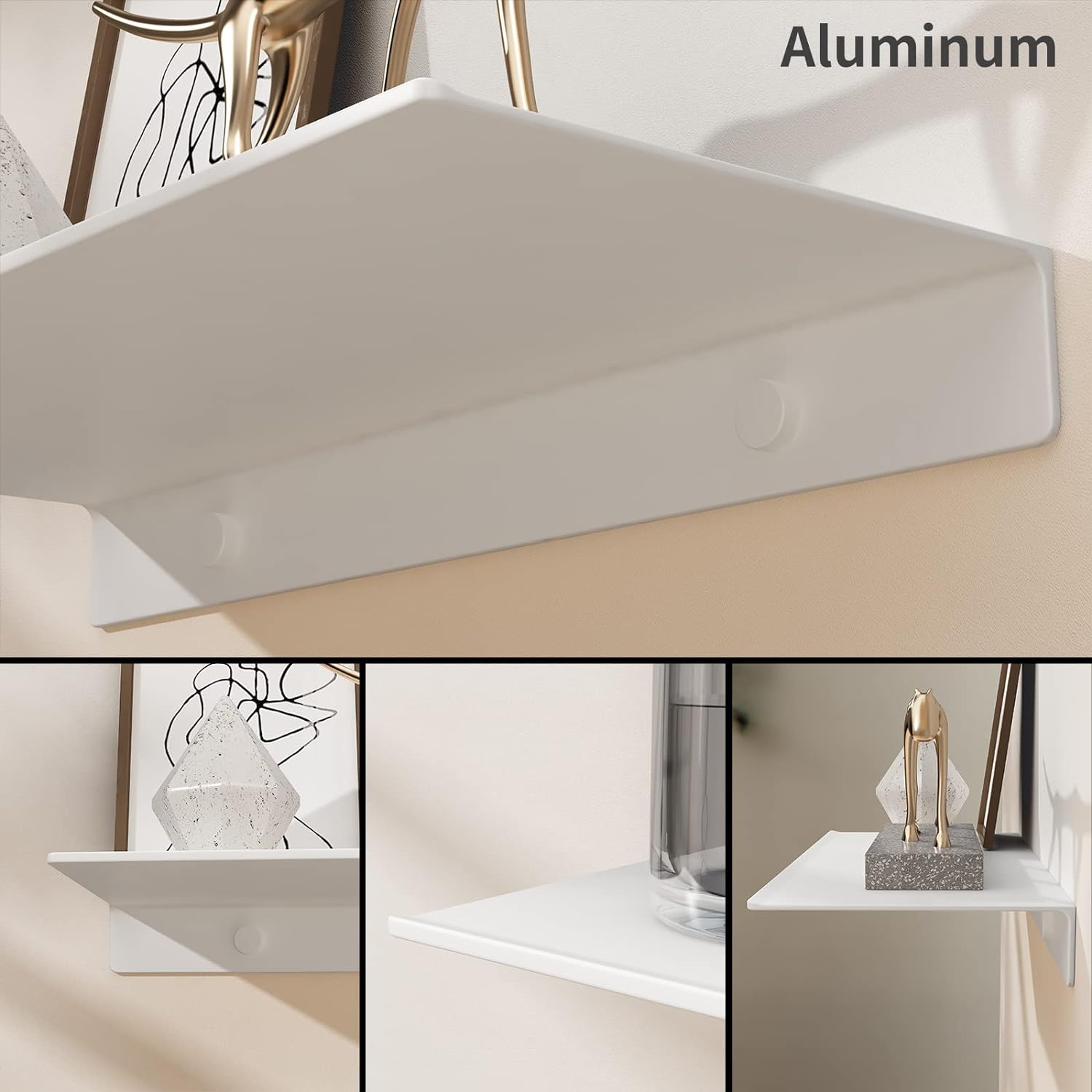 Danpoo White Floating Shelf for Wall Storage
