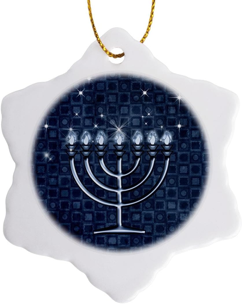 3dRose Hanukkah Blue Snowflake Hanging Ornament 3-Inch