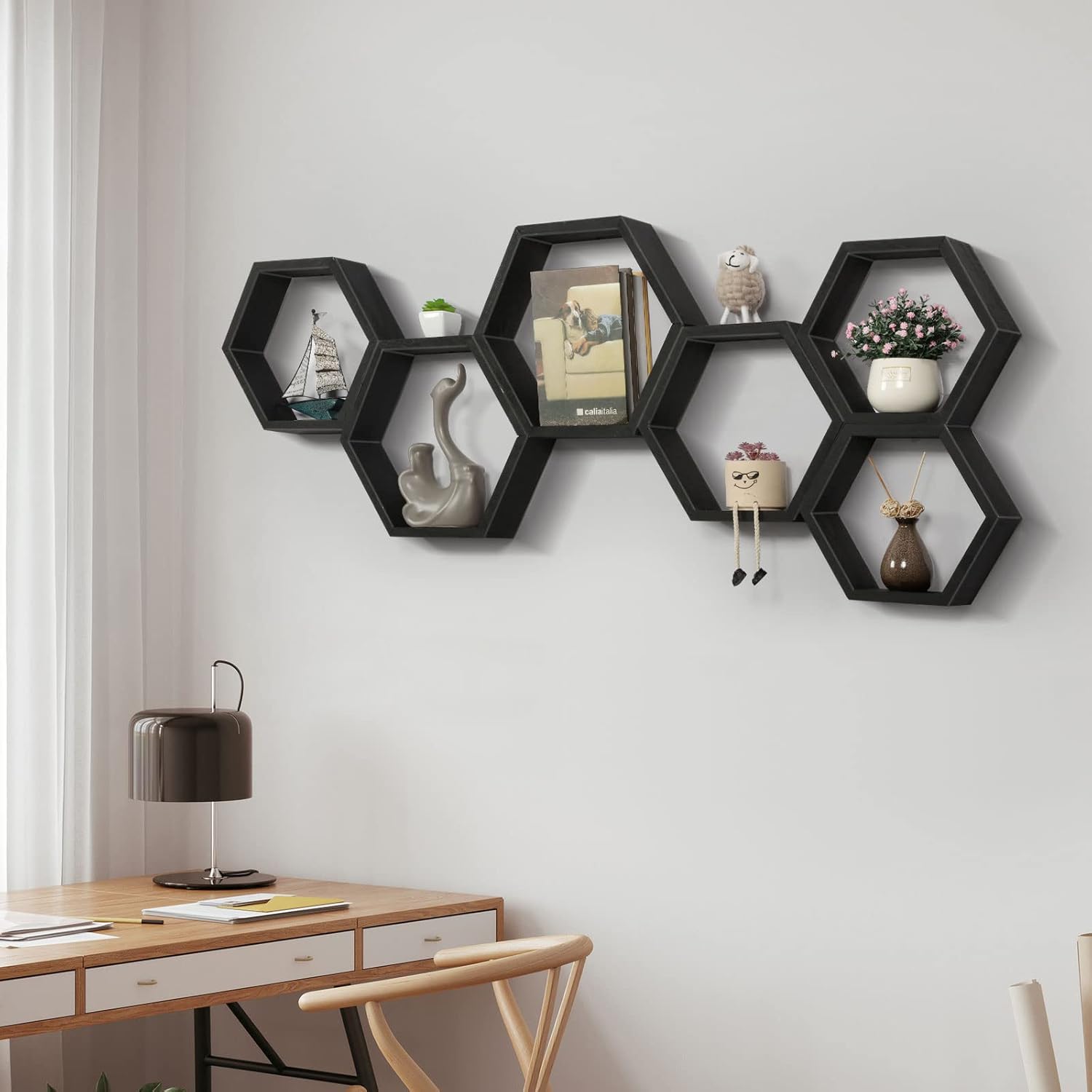 Ybing Hexagon Floating Shelves Set of 6