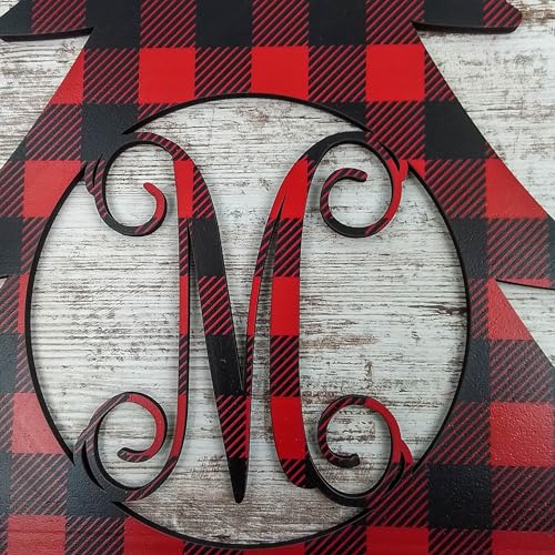 18 Inch Monogram Door Hanger with Red-Black Bow