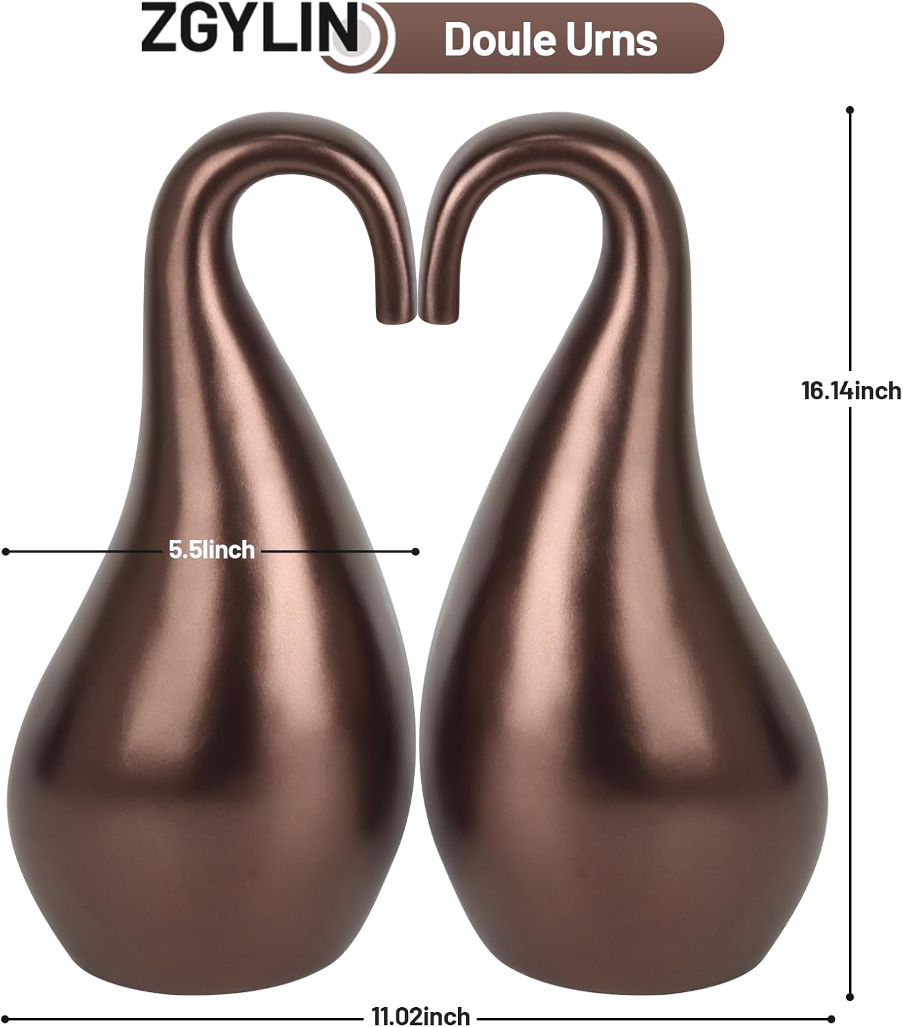 Double Urns for Human Ashes Swan and Heart Design