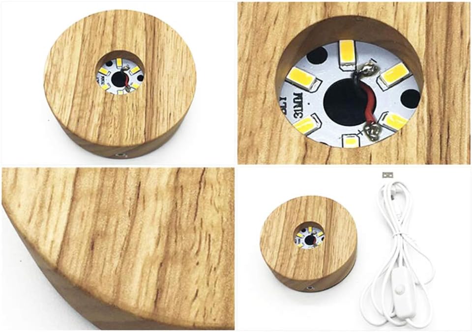 4 Inch LED Wooden Base Display Pedestal with USB Switch