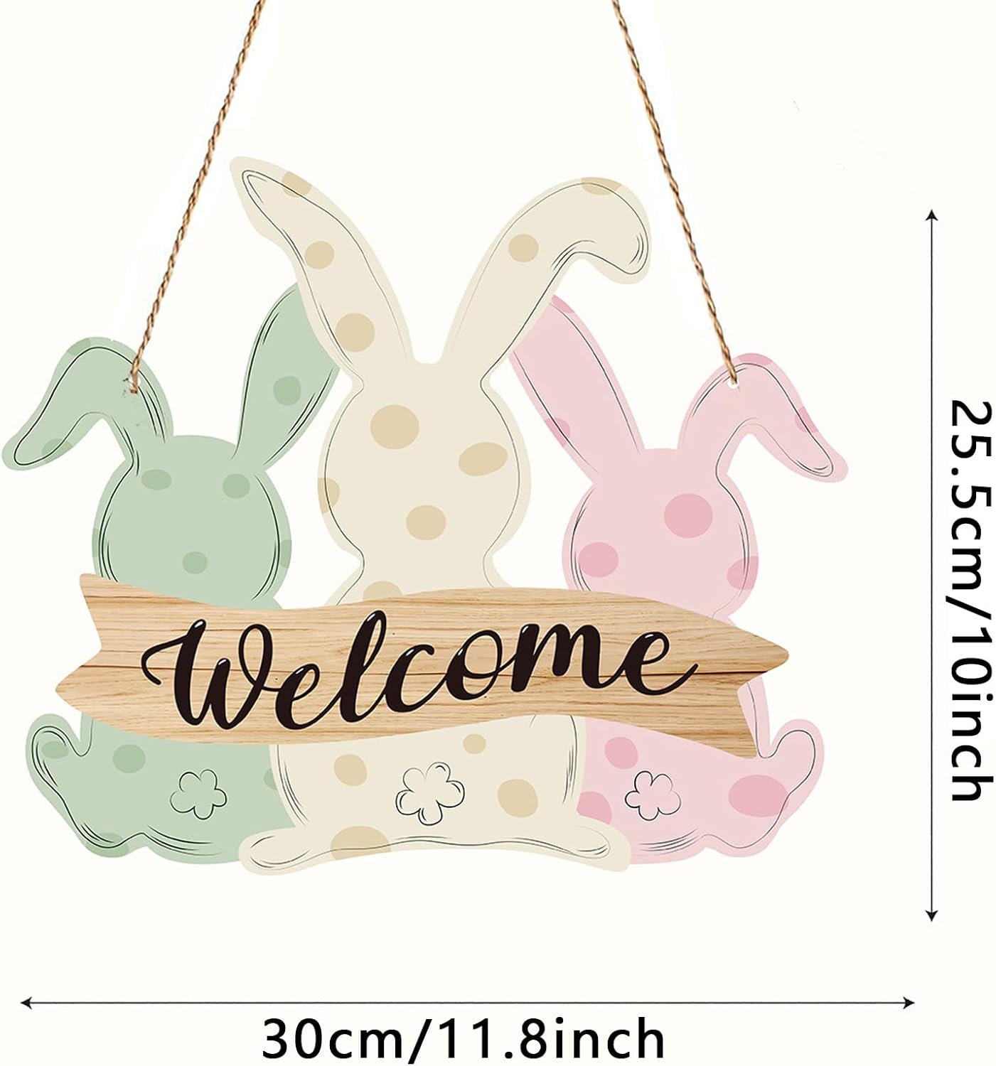 Easter Door Sign with Cute Bunny Welcome Decor