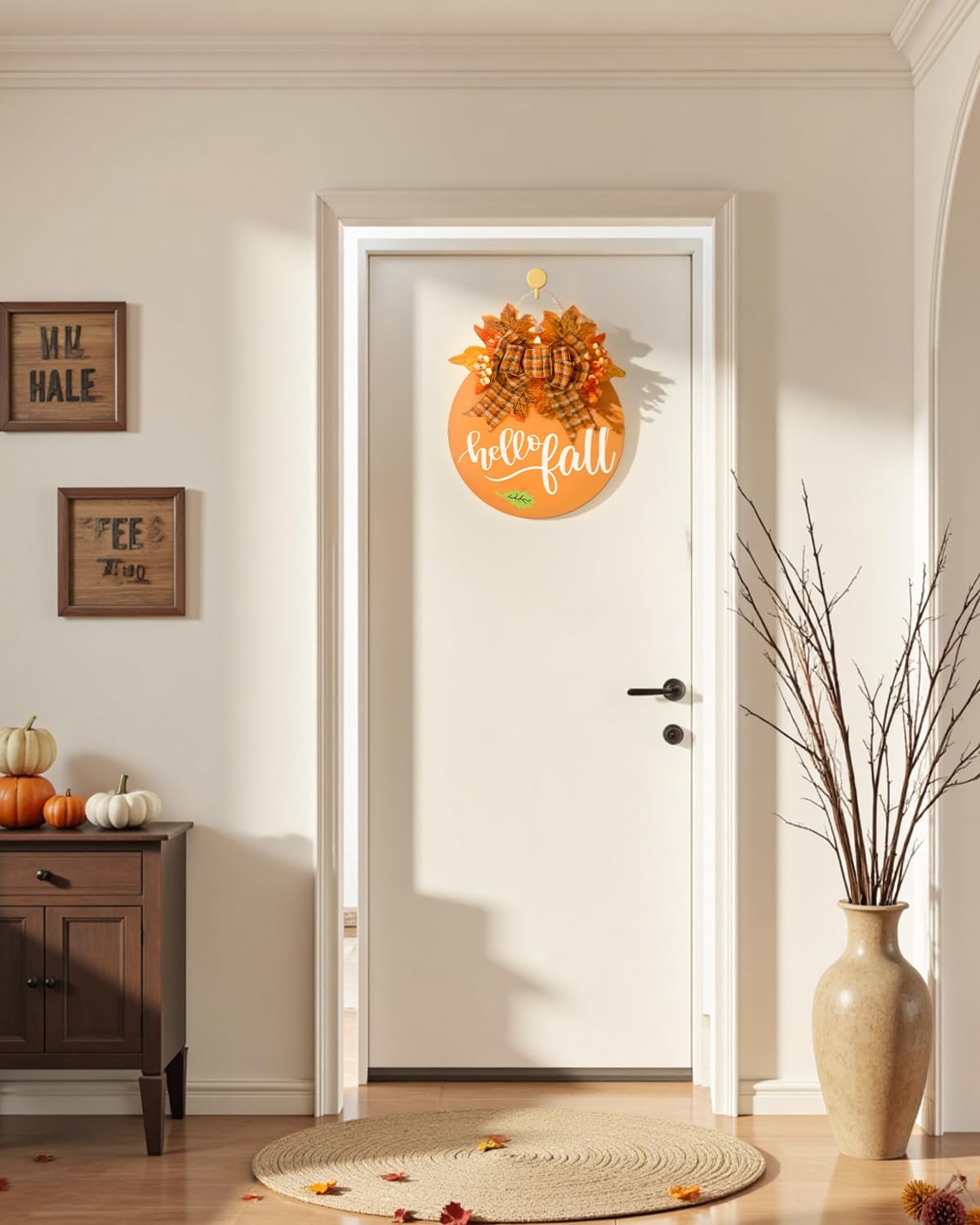 Hello Fall Wreath for Front Door 12 Inch
