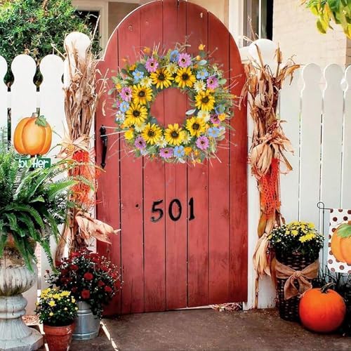 GTIDEA Summer Sunflower Wreath 22 Inch Decor