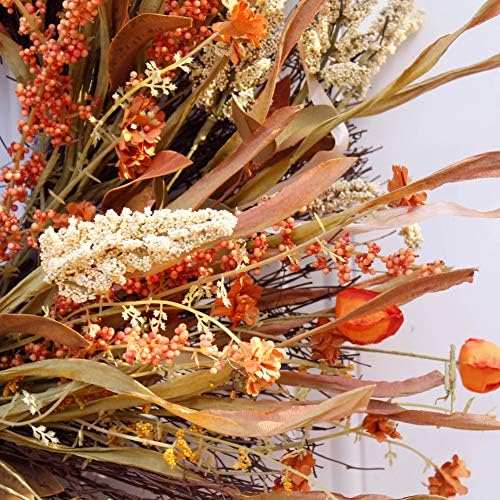 Dseap 24 Inch Fall Wreath for Front Door