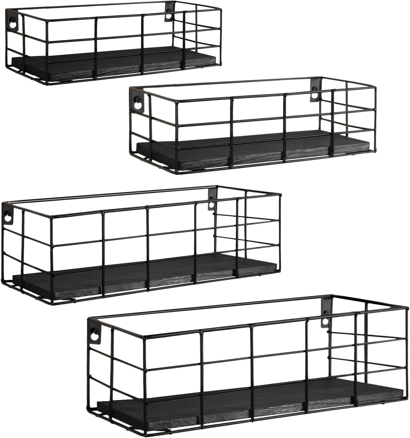 Fixwal 4 Set Floating Shelves Wall Decor Storage Black
